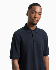Armani Exchange Regular fit piquet polo with shoulder bands Navy