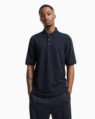 Armani Exchange Regular fit piquet polo with shoulder bands Navy