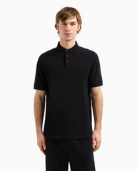 Armani Exchange Regular fit piquet polo with shoulder bands Black ARMANI EXCHANGE