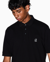 Armani Exchange Regular fit cotton polo with logo Black
