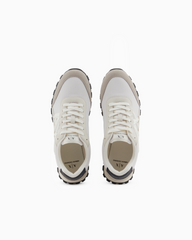 Armani Exchange Sneakers in eco-suede, mesh and nylon Taupe/Off-White ARMANI EXCHANGE