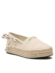 Armani Exchange Women’s Espadrilles – Beige Canvas Slip-On Shoes