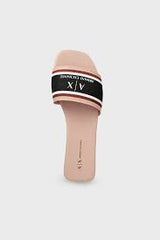 Armani Exchange Women’s Flat Slippers – Logo Band in White ARMANI EXCHANGE