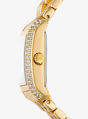Michael Kors Petite Emery Pavé Gold-Tone Double Wrap Watch - MK4833