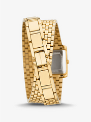 Michael Kors Petite Emery Pavé Gold-Tone Double Wrap Watch - MK4833