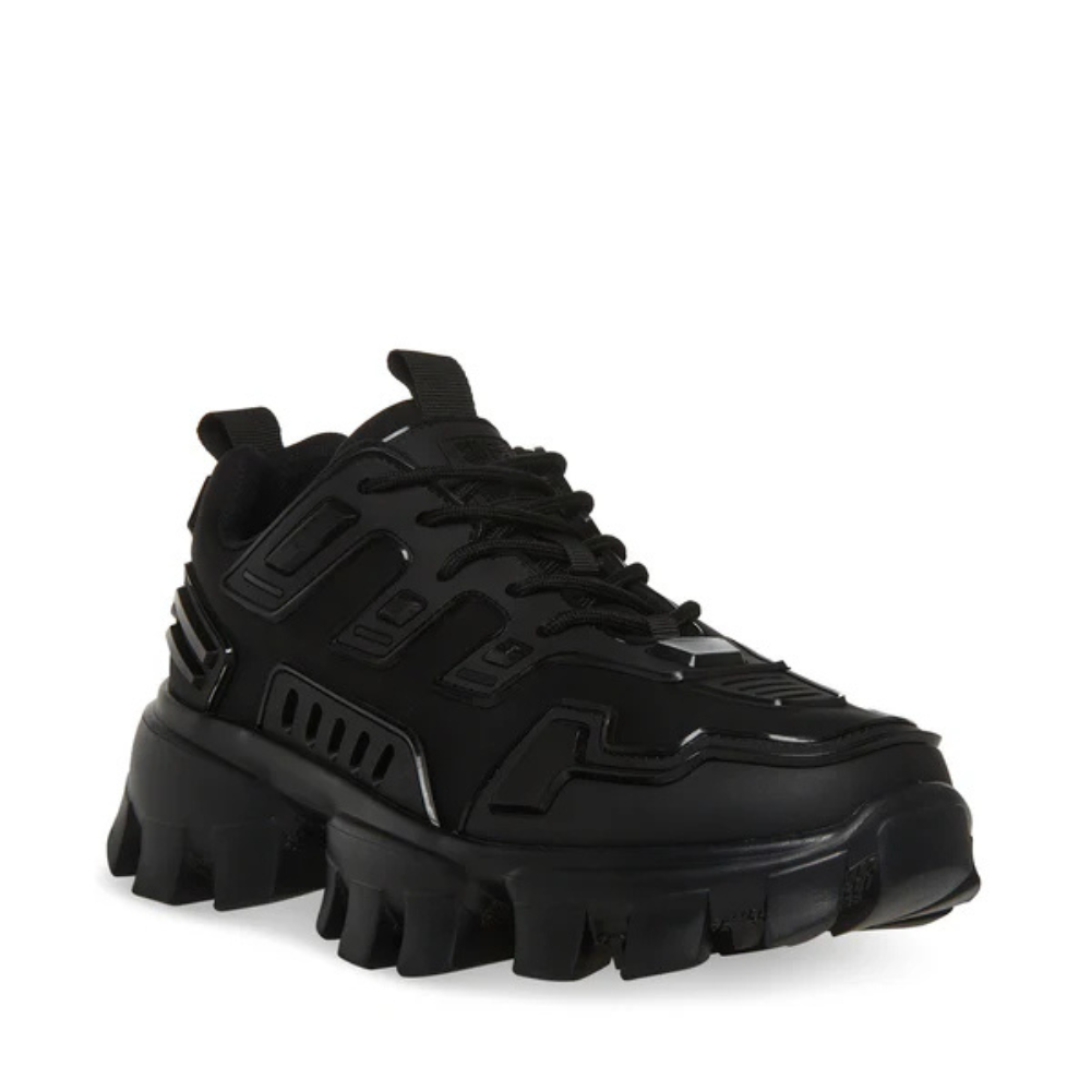 Men's black casual sneakers with lace-up design, ideal for daily comfort
