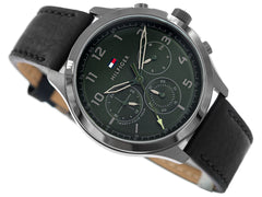Tommy Hilfiger Men’s Quartz Leather Strap Green Dial 45mm Watch 1791856 Tommy Hilfiger