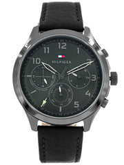 Tommy Hilfiger Men’s Quartz Leather Strap Green Dial 45mm Watch 1791856 Tommy Hilfiger