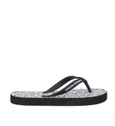 Armani Exchange Women’s Flip-Flops – Black & Optic White with Bold Branding
