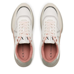 Armani Exchange Women’s Sneakers – Off White & Beige Platform Style