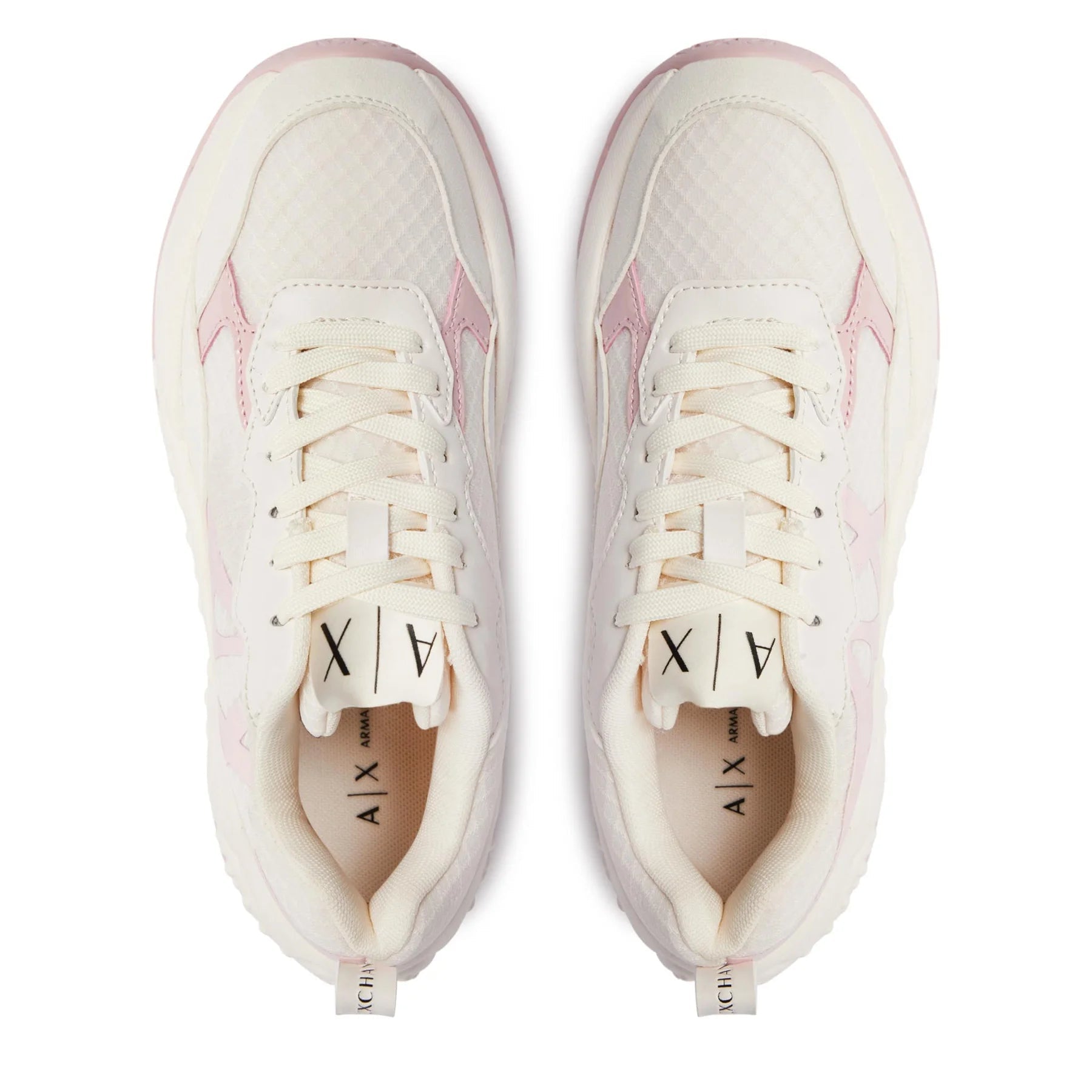 Armani Exchange Women’s Sneakers – Off White with Rose Detailing ARMANI EXCHANGE
