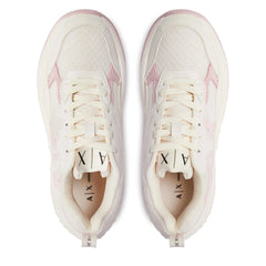 Armani Exchange Women’s Sneakers – Off White with Rose Detailing