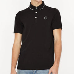 ARMANI EXCHANGE COLLAR TIPPED POLO BLACK 8NZF70