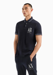 ARMANI EXCHANGE REGULAR FIT POLO SHIRT IN ICON PROJECT PIQUET NAVY ARMANI EXCHANGE