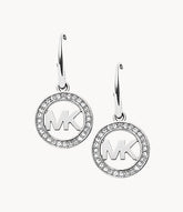 Silver-Tone MK Logo Drop Earings