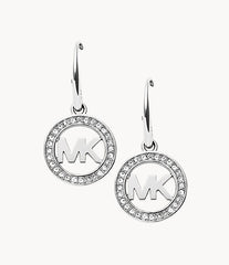 Silver-Tone MK Logo Drop Earings