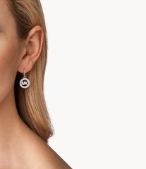 Silver-Tone MK Logo Drop Earings