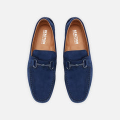 Kenneth Cole Men Shoes-DAWSON VEGAN SUEDE HORSEBIT DRIVER NAVY Kenneth Cole