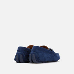 Kenneth Cole Men Shoes-DAWSON VEGAN SUEDE HORSEBIT DRIVER NAVY Kenneth Cole
