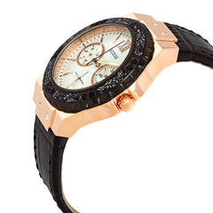 GUESS W0775L9 LADIES QUARTZ MULTIFUNCTION BLACK LEATHER STRAP WATCH