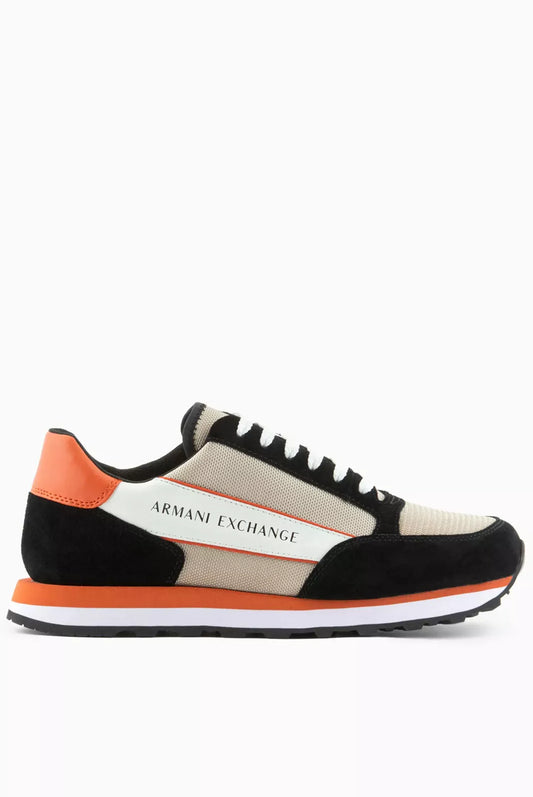 Armani exchange Bi-material sneakers BLACK,ORANGE,CREAM XV263-XUX083
