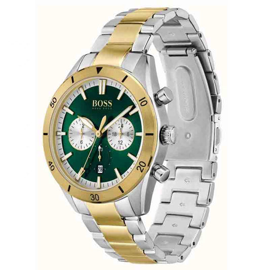 Hugo Boss Men’s Chronograph Quartz Stainless Steel Green Dial 44mm Watch 1513872