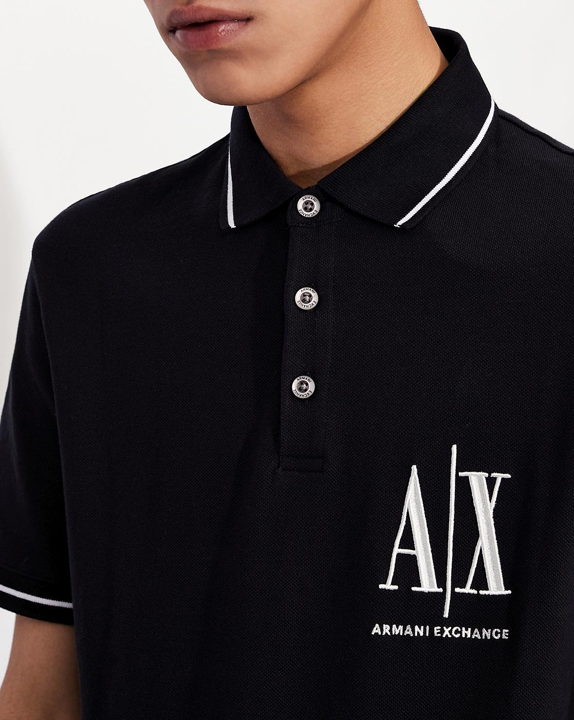 ARMANI EXCHANGE ICON PERIOD POLO SHIRT MAN BLACK 8NZFPA