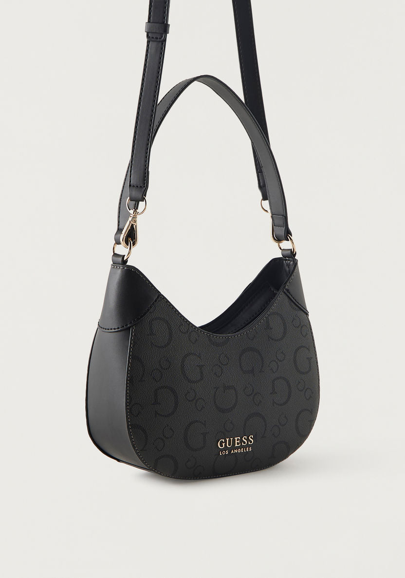 Guess All-Over Monogram Print Shoulder Bag with Zip Closure AG903069