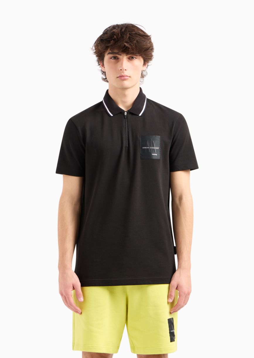 Armani Exchange Regular Fit Zippered Polo T Shirt