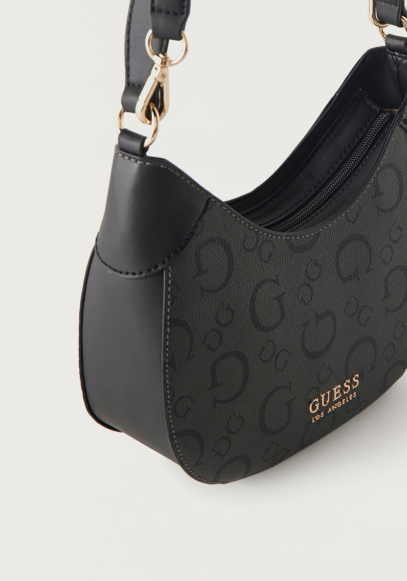 Guess All-Over Monogram Print Shoulder Bag with Zip Closure AG903069