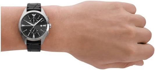Emporio Armani Chronograph Black Leather Watch AR11542