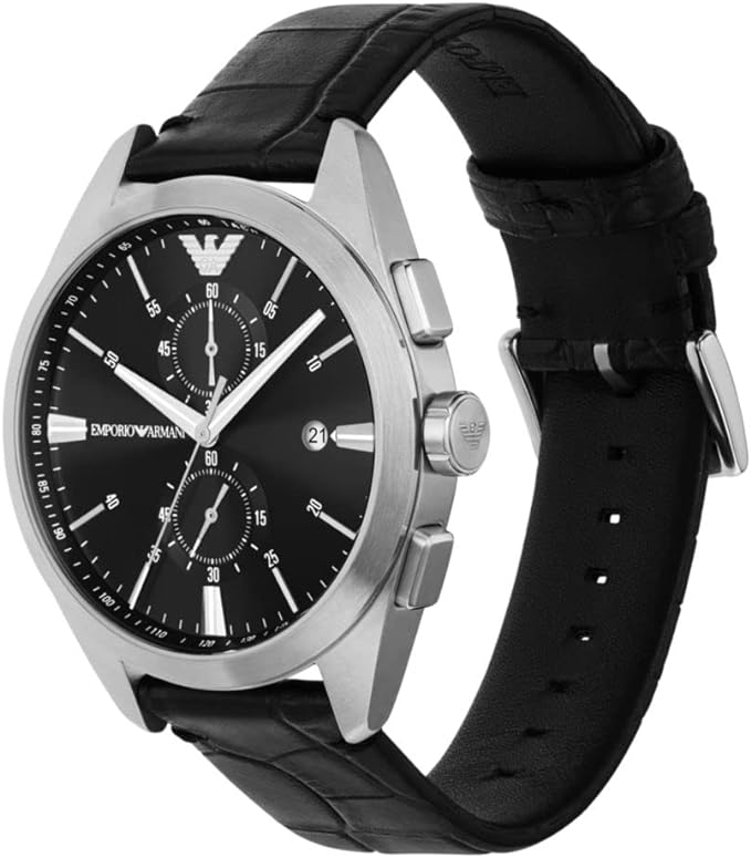 Emporio Armani Chronograph Black Leather Watch AR11542