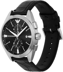 Emporio Armani Chronograph Black Leather Watch AR11542