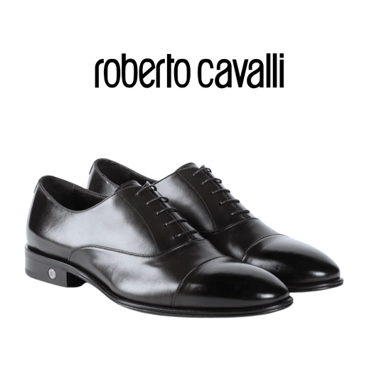 Roberto Cavalli Men Shoes logo-charm leather lace-up Black