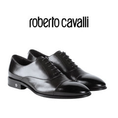 Roberto Cavalli Men Shoes logo-charm leather lace-up Black 18750-A