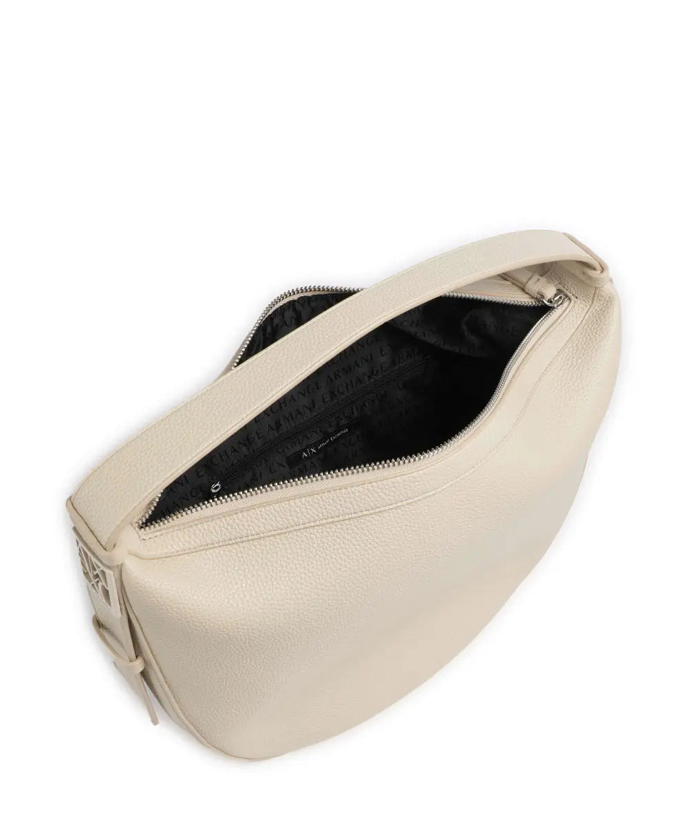 Armani Exchange Susie M Hobo bag imitation leather Off-White