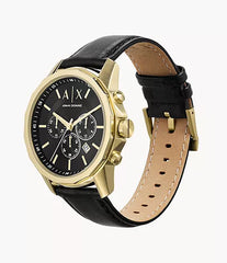 Armani Exchange Chronograph Black Leather Watch AX7133