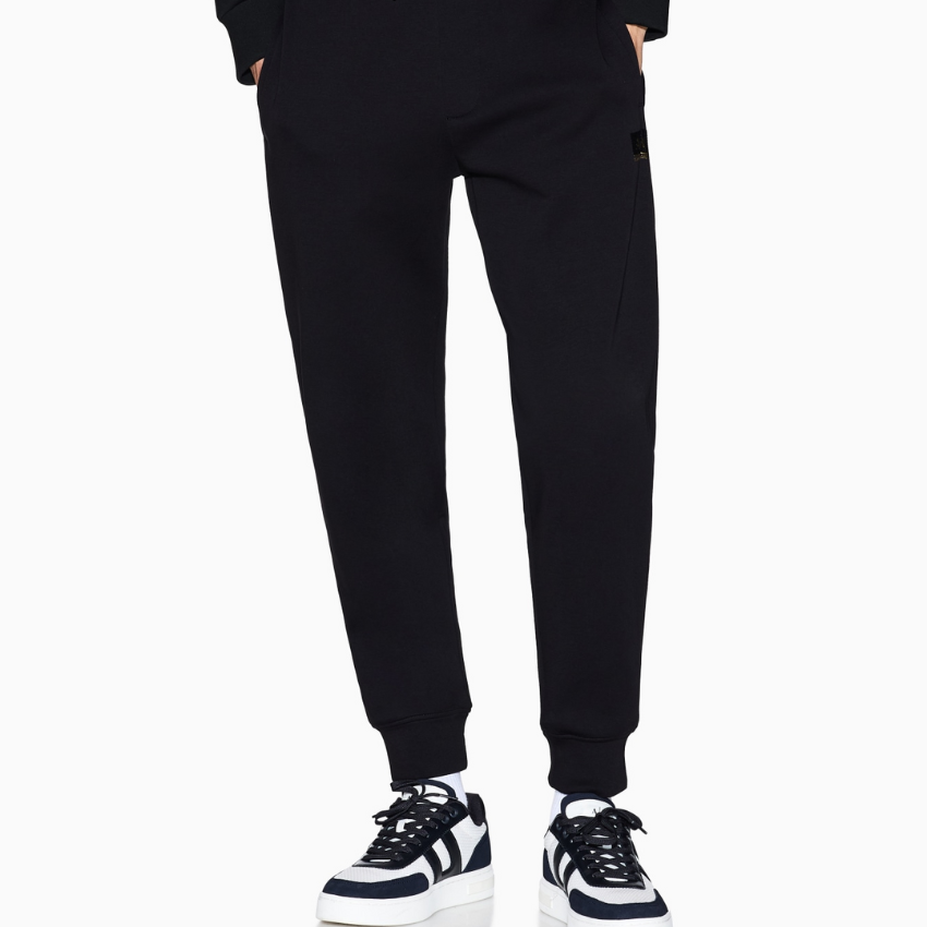 Armani Exchange men’s black shade gold cotton fleece jogger pants