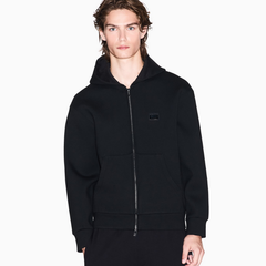 Armani Exchange men’s black zip-up hoodie in jersey fabric