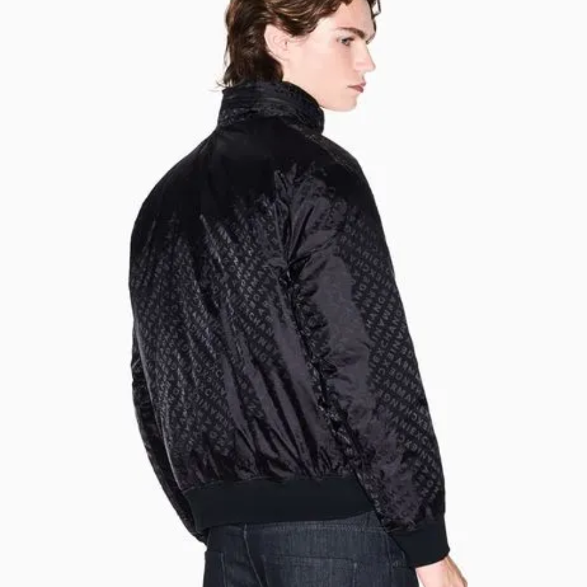 Armani Exchange black jacquard allover blouson jacket da uomo