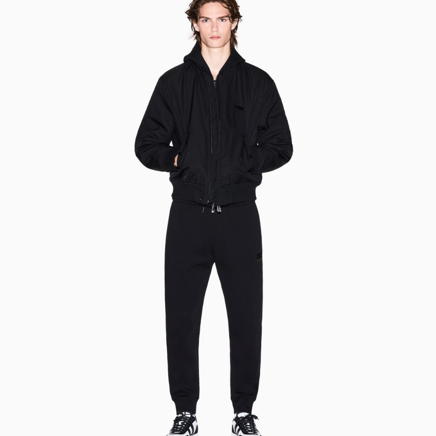 Armani Exchange men’s black bomber jacket in technical fabric