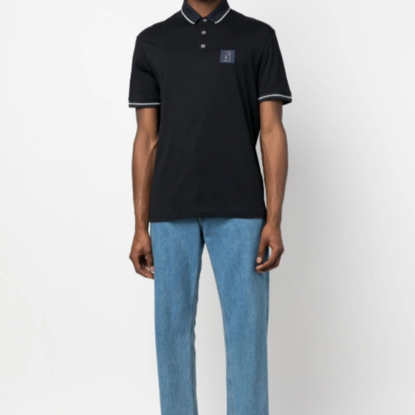 Armani Exchange men’s navy polo shirt in cotton