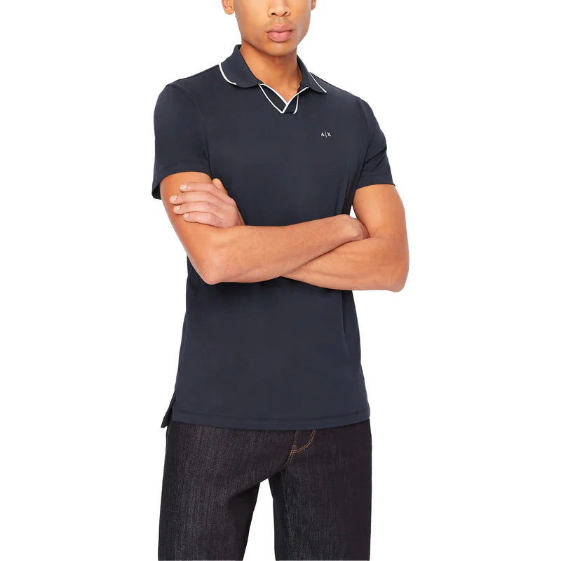 AX  OPEN NECK POLO - NAVY 3RZFFC