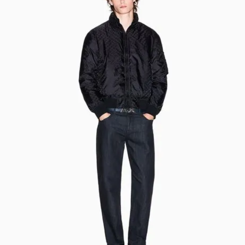 Armani Exchange black jacquard allover blouson jacket da uomo
