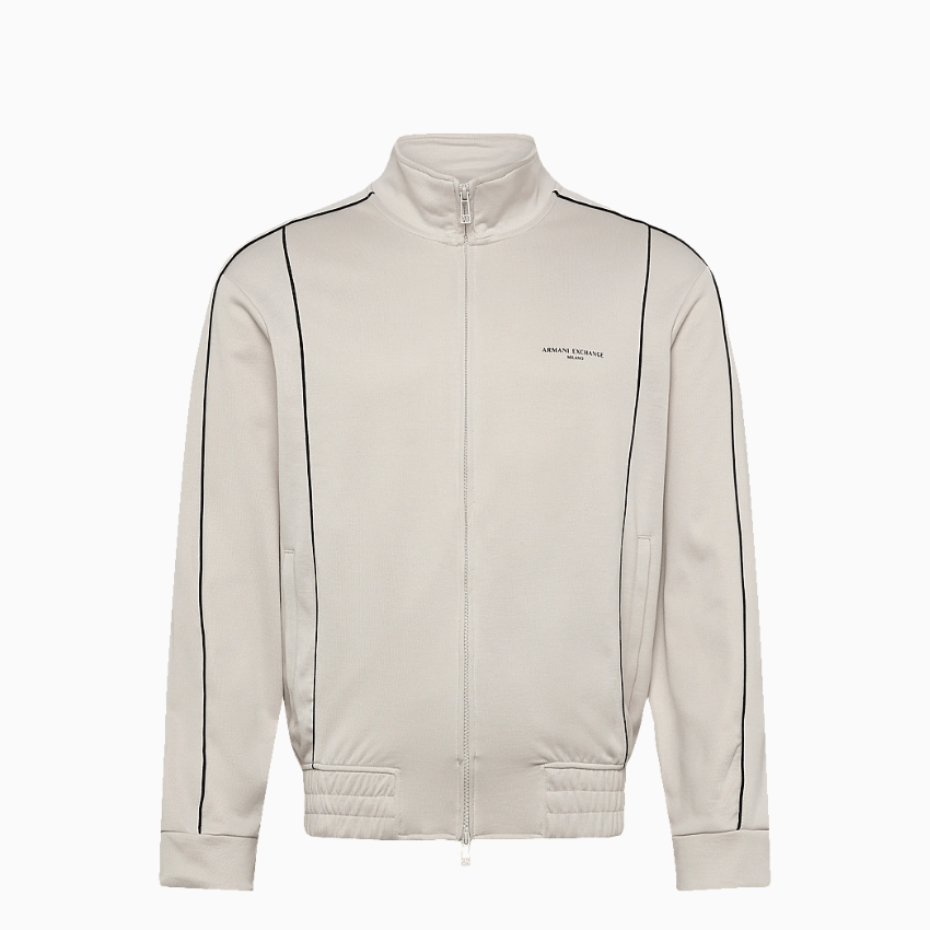 Armani Exchange full-zip sweatshirt in wind chime with contrasting piping