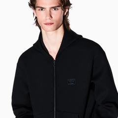 Armani Exchange men’s black zip-up hoodie in jersey fabric