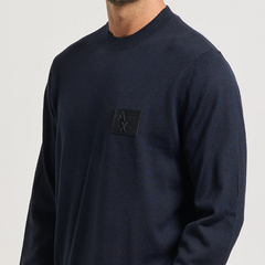 Armani Exchange men’s deep navy knitted pullover da uomo