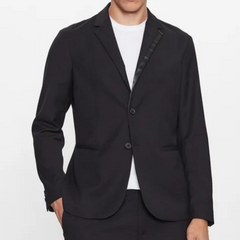 Armani-Exchange black woven blazer 6RZG44 ZNXZZ da uomo regular fit