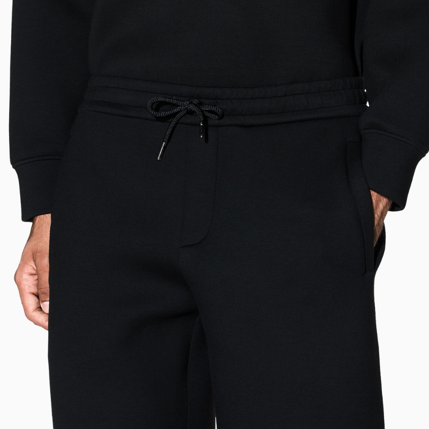 Armani Exchange men’s black drawstring joggers in jersey fabric