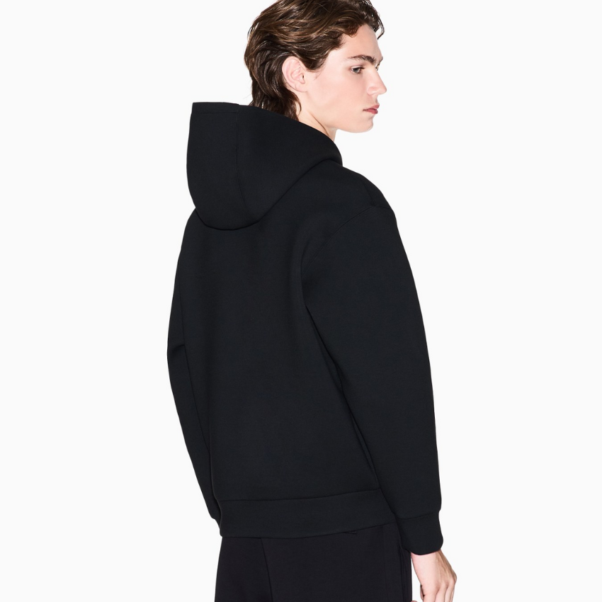 Armani Exchange men’s black zip-up hoodie in jersey fabric